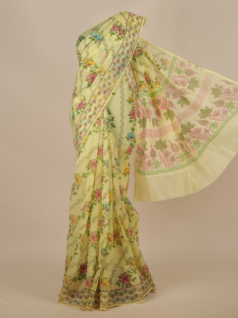 

Pothys Yellow & Pink Floral Saree