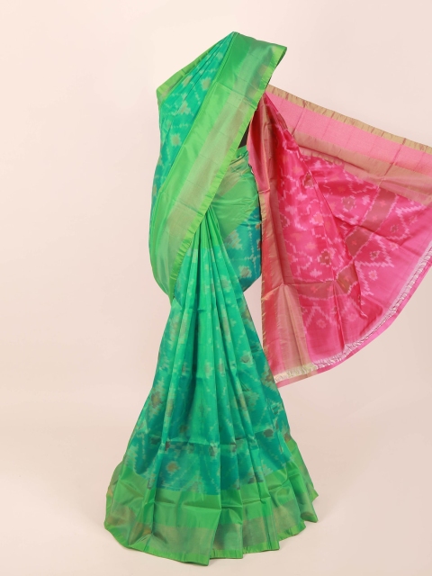 

Pothys Green & Pink Zari Pure Silk Saree
