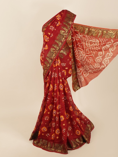 

Pothys Maroon & Yellow Bandhani Zari Art Silk Saree