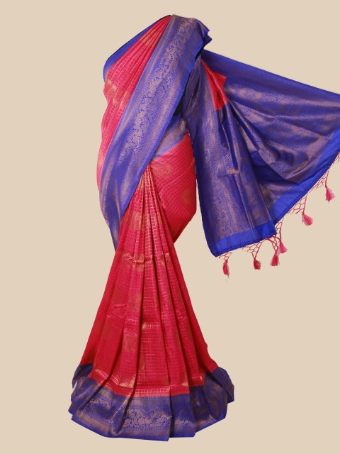 

Pothys Magenta & Blue Woven Design Jute Silk Saree