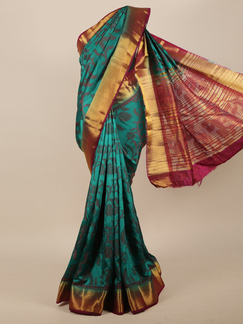 

Pothys Green & Maroon Woven Design Zari Jute Silk Saree