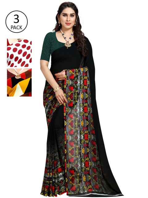 

KALINI Set Of 3 Multicoloured Poly Georgette Printed Sarees, Multi
