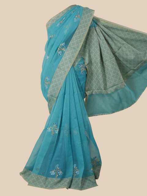 

Pothys Turquoise Blue Floral Saree