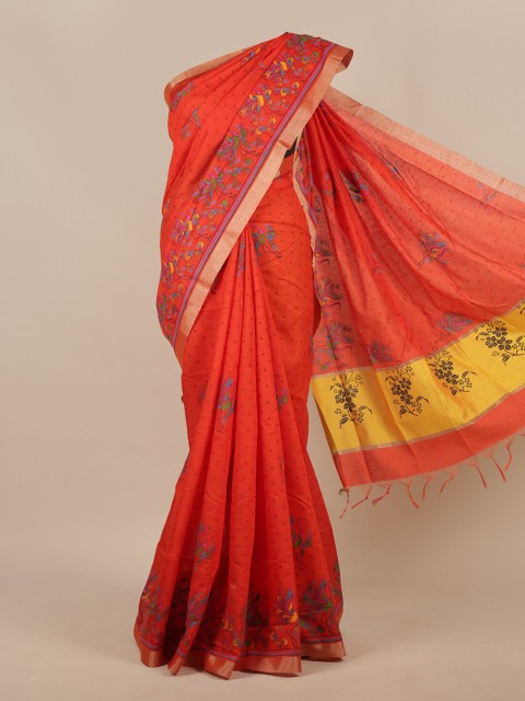 

Pothys Red & Yellow Abstract Printed Saree