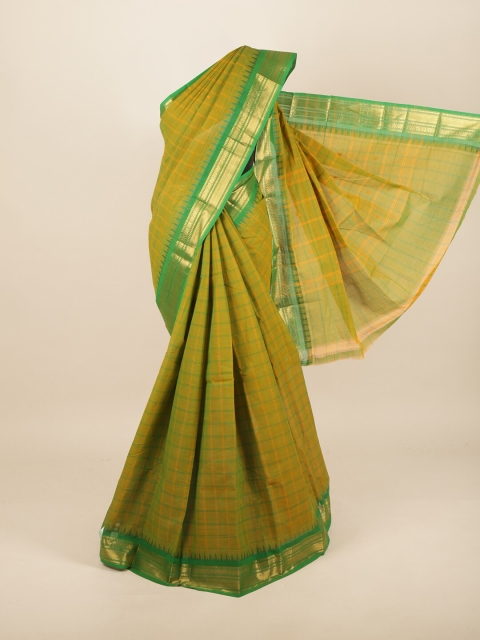 

Pothys Green Checked Pure Cotton Saree
