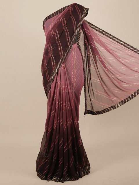 

Pothys Purple & Brown Striped Saree
