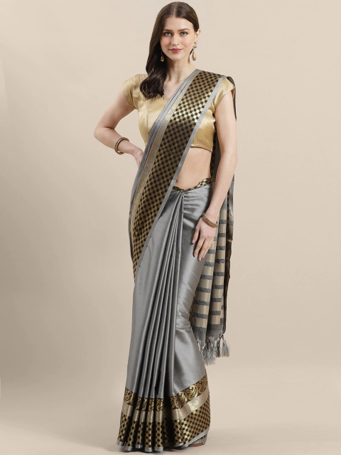 

Mitera Grey & Gold-Toned Art Silk Saree