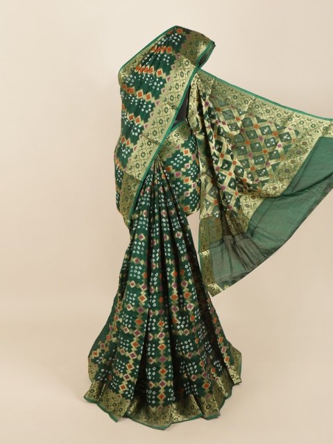 

Pothys Green & Green Bandhani Zari Art Silk Saree