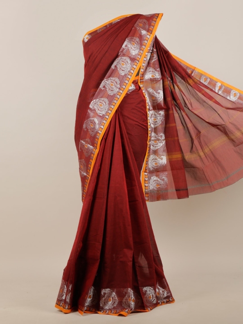 

Pothys Maroon & Silver-Toned Zari Pure Cotton Saree