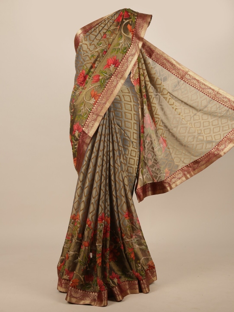 

Pothys Grey & Red Floral Saree