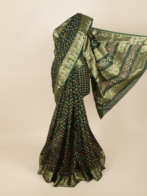 

Pothys Green & White Bandhani Zari Art Silk Saree