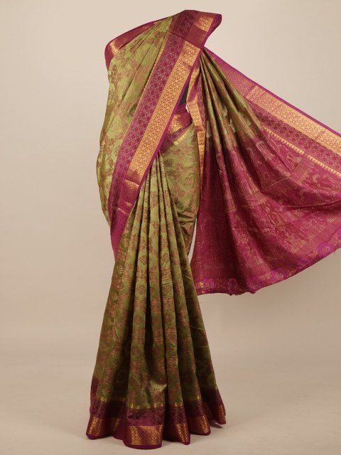 

Pothys Green & Pink Woven Design Jute Silk Saree