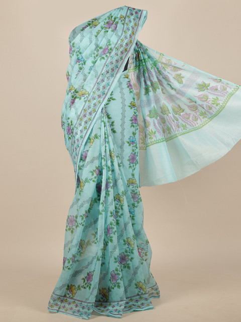 

Pothys Blue & Pink Floral Saree
