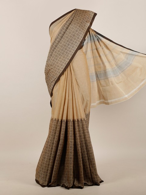 

Pothys Beige & Brown Floral Pure Cotton Saree