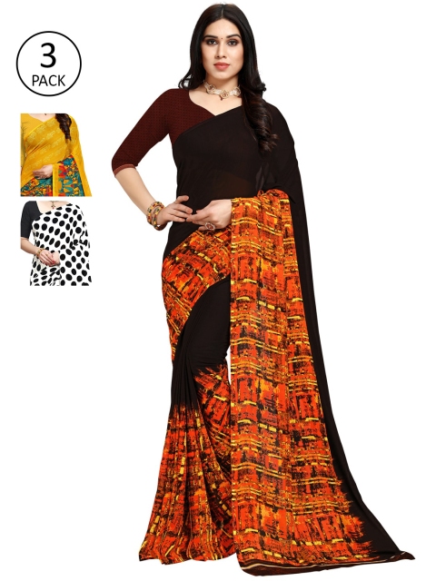 

KALINI Pack Of Three Printed Saree, White