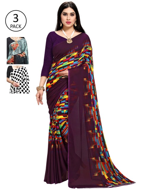 

KALINI Purple & Black Saree