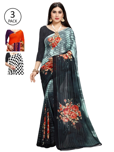 

KALINI Black & Blue Saree