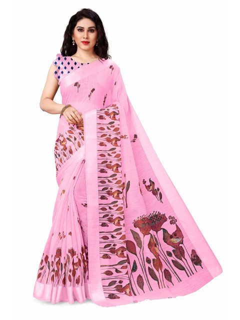 

KALINI Pink & Maroon Floral Saree