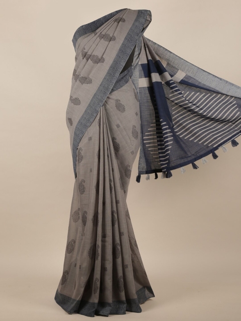 

Pothys Grey & Black Linen Blend Saree