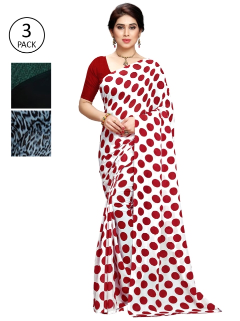 

KALINI Pack of 3 Printed Sarees, Multi