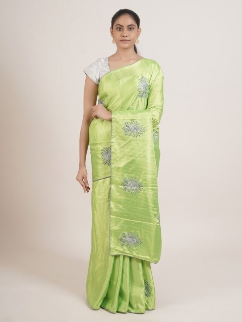 

Pothys Green & Grey Embellished Art Silk Saree