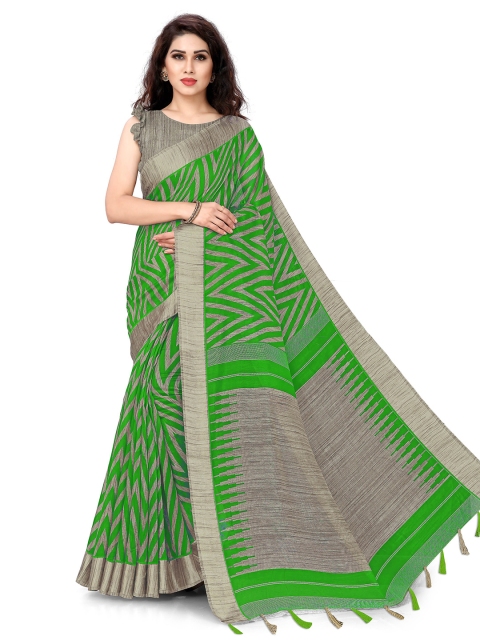 

KALINI Green & Grey Woven Design Saree
