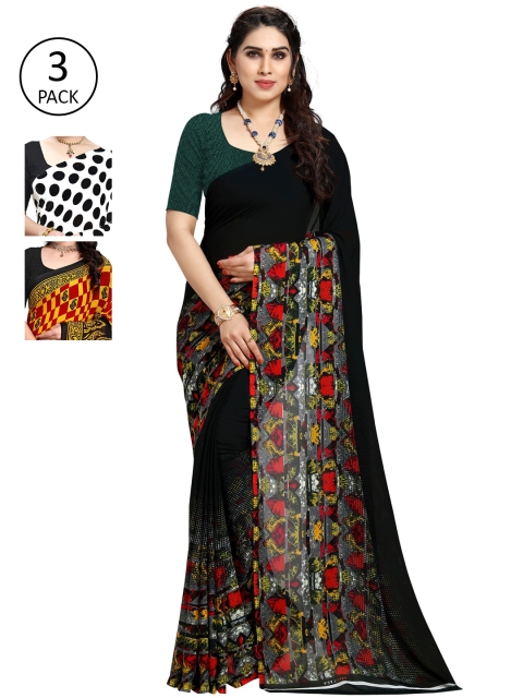 

KALINI Pack of 3 Printed Sarees, Multi