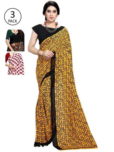 

KALINI Pack of 3 Printed Sarees, Multi