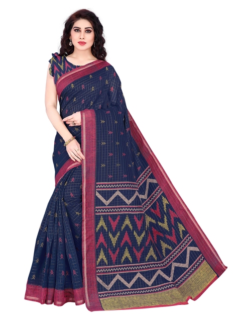 

KALINI Navy Blue & Purple Zari Saree