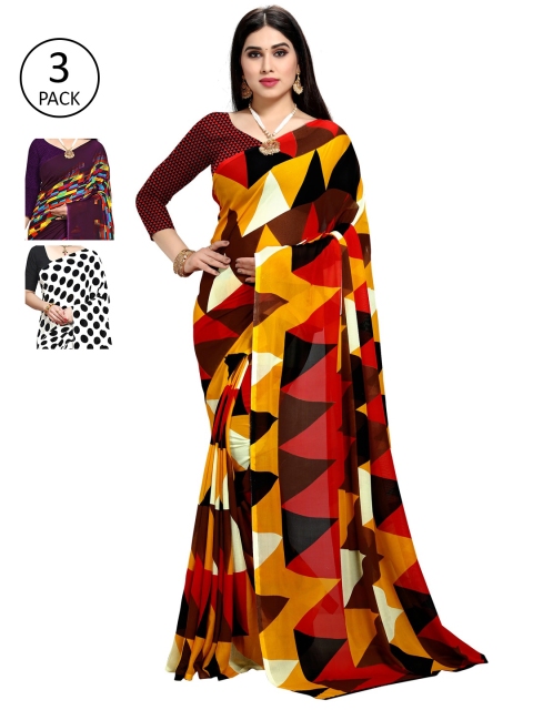 

KALINI Pack of 3 Printed Sarees, Multi