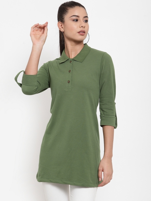 

Kalt Olive Green Shirt Collar Tunic