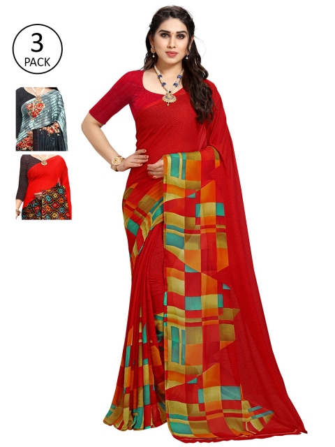 

KALINI Pack Of 3 Saree, Grey