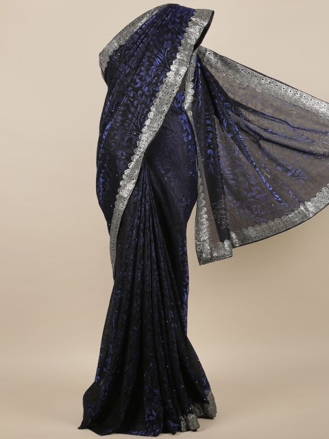 

Pothys Blue Woven Design Embroidered Jute Silk Saree