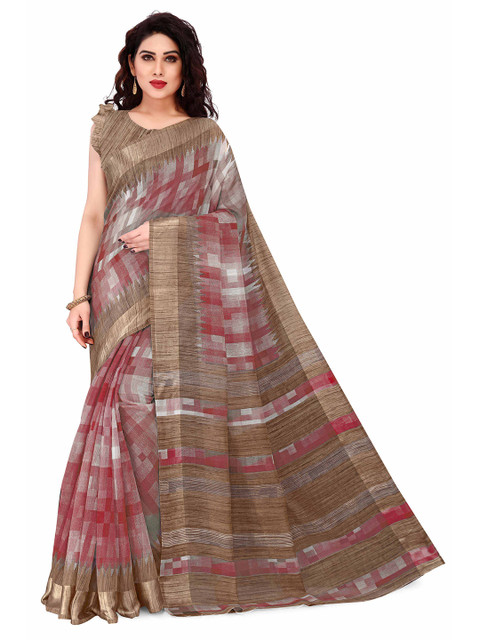 

KALINI Red & Grey Printed Saree