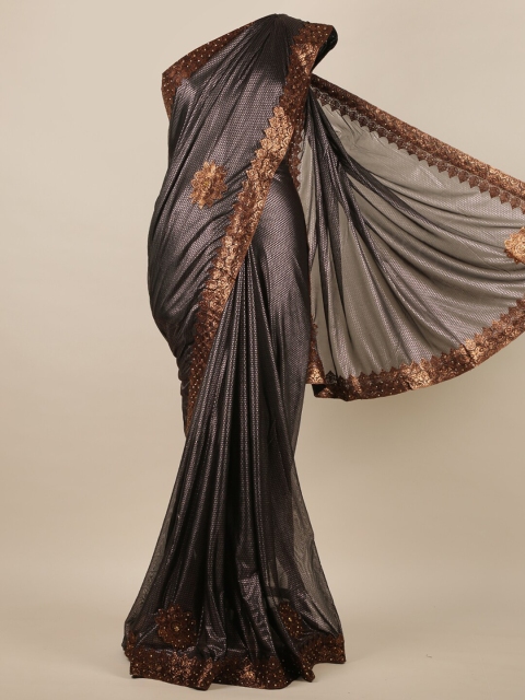 

Pothys Brown & Copper-Toned Ethnic Motifs Patchwork Jute Silk Saree