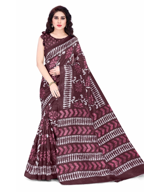 

KALINI Maroon & White Ethnic Motifs Art Silk Bagh Saree