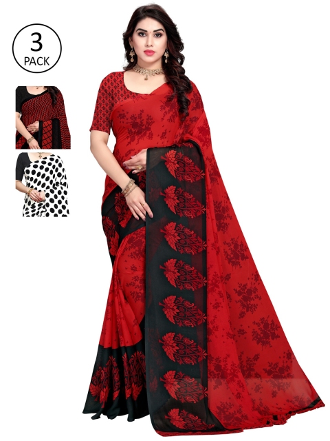 

KALINI Pack Of 3 Saree, White