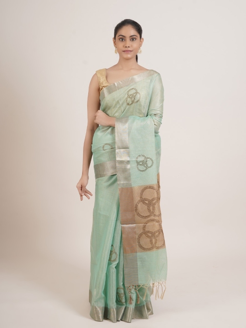 

Pothys Green & Brown Tissue Saree