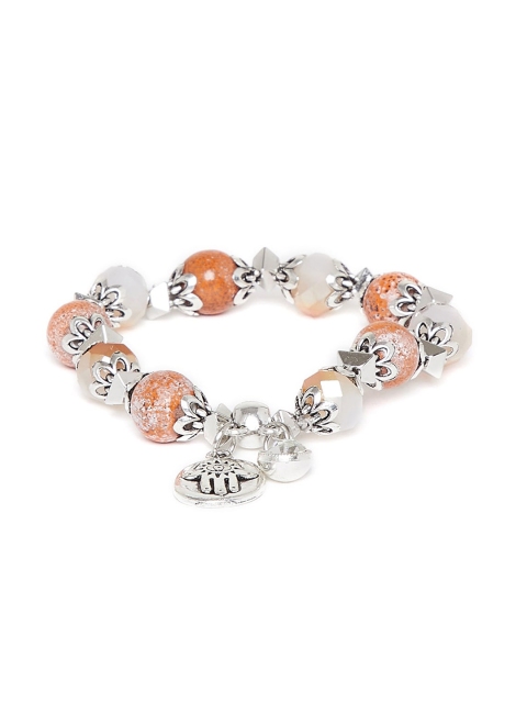 

ZeroKaata Women Silver-Toned & Black Handcrafted Silver-Plated Charm Bracelet