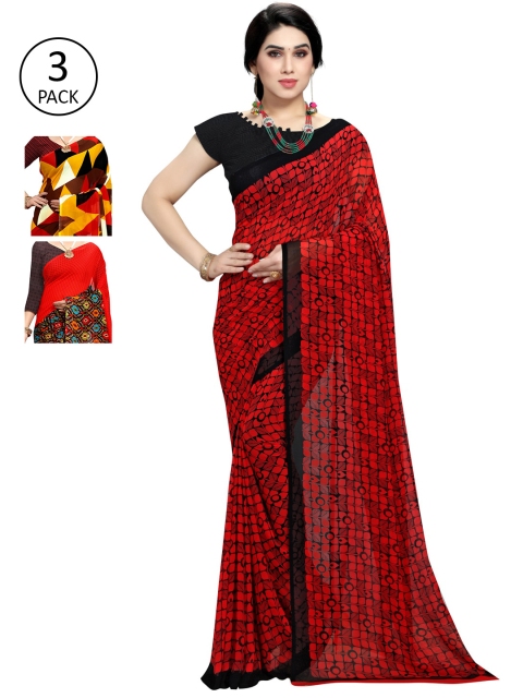 

KALINI Pack Of 3 Yellow & Brown Saree