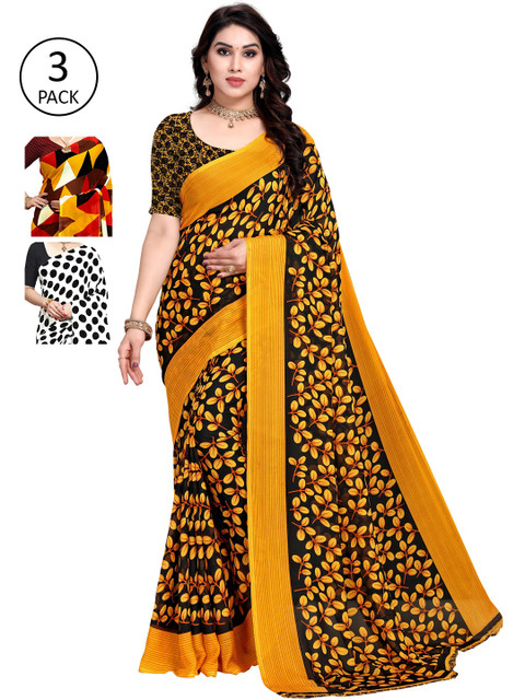 

KALINI Pack of 3 Printed Sarees, Multi
