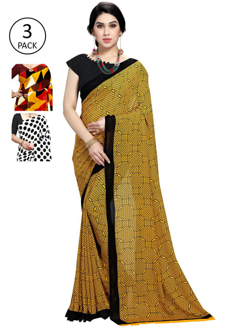 

KALINI Pack of 3 Printed Sarees, Multi