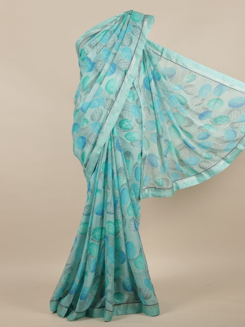 

Pothys Blue & Grey Poly Chiffon Saree