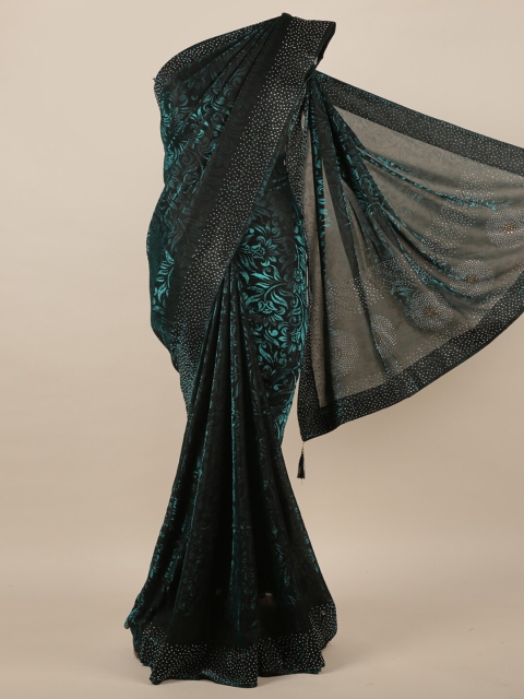 

Pothys Green & Black Woven Design Jute Silk Saree