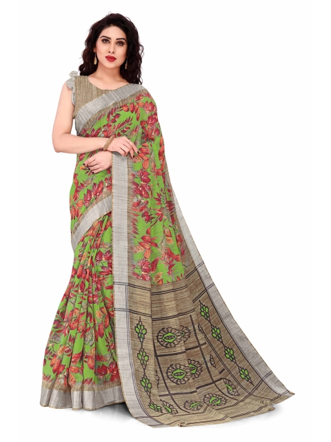 

KALINI Green & Red Floral Bagh Saree