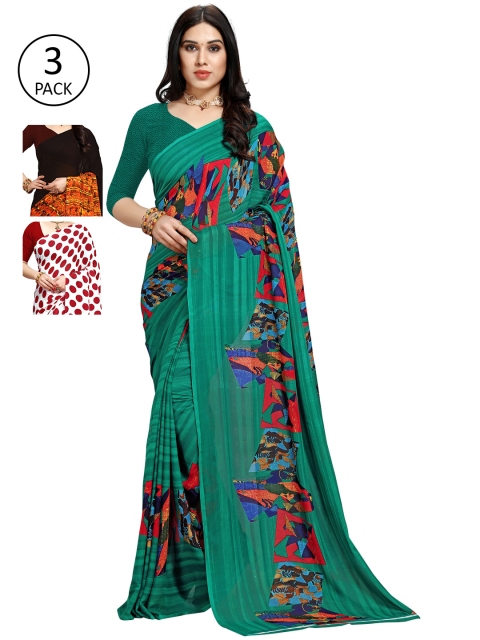 

KALINI Pack of 3 Printed Sarees, Multi