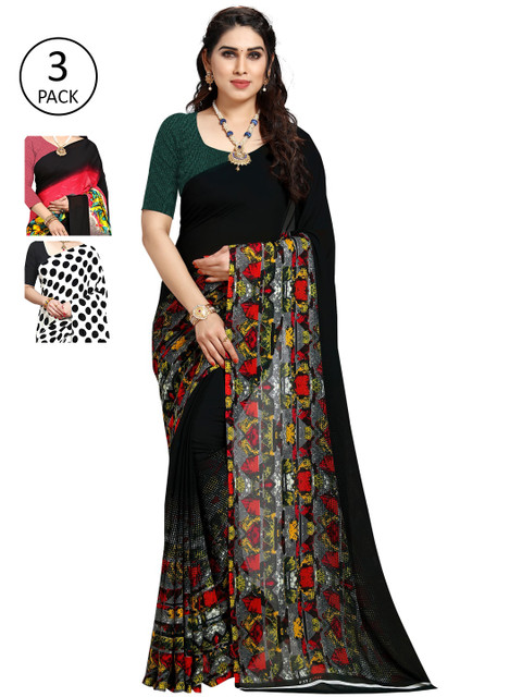 

KALINI Pack of 3 Printed Sarees, Multi
