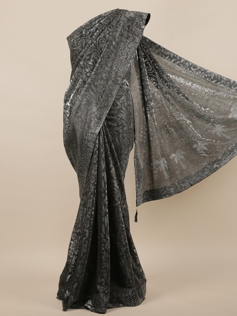 

Pothys Grey & Black Floral Jute Silk Saree