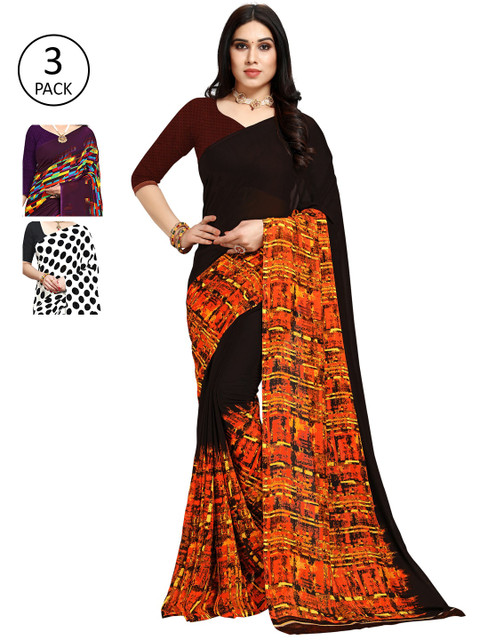 

KALINI Pack of 3 Printed Sarees, Multi