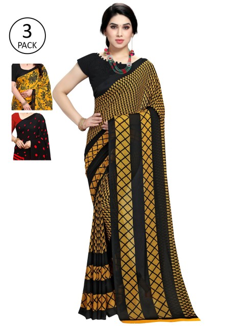 

KALINI Multi Printed Georgette Daily Wear Sarees-Pack of 3